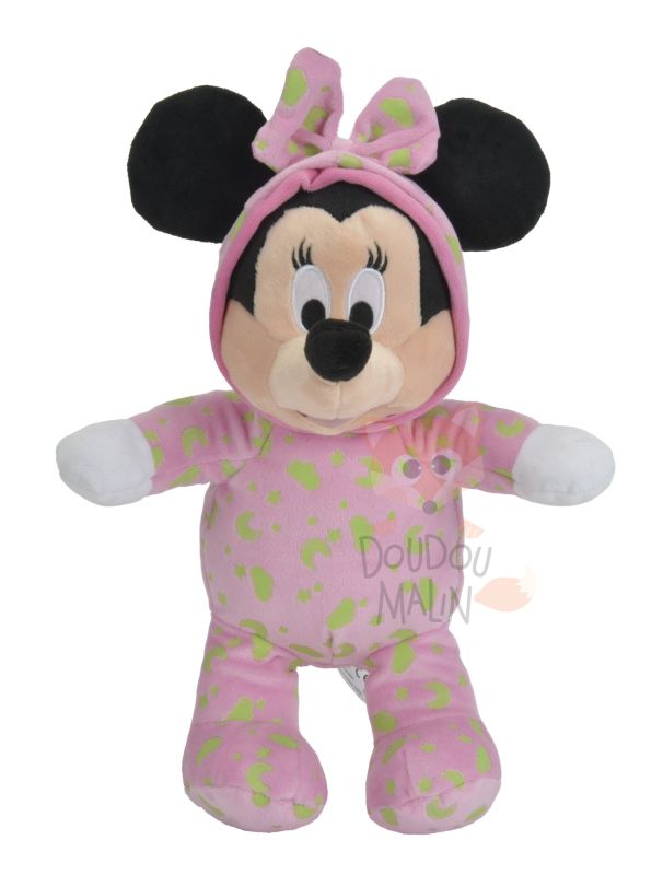  minnie souris peluche luminescente rose vert lune nuage étoile 25 cm 